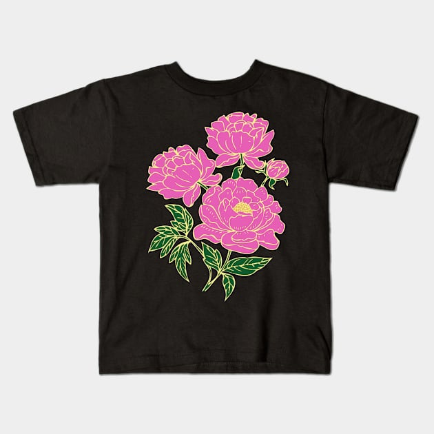 Pink Peonies #2 Kids T-Shirt by RockettGraph1cs